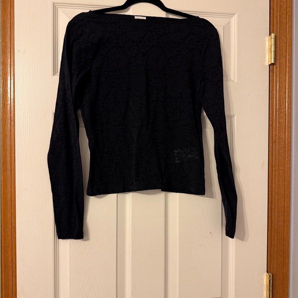 Abercrombie black lace slash top size medium